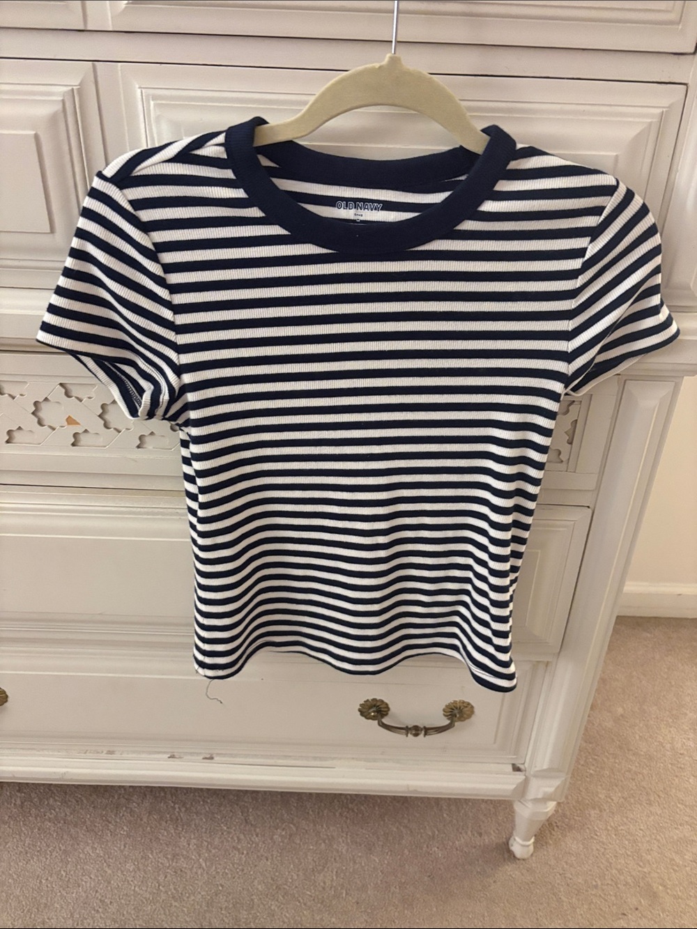 Striped Navy & White Old Navy Tee - Snug Short Sleeve Top